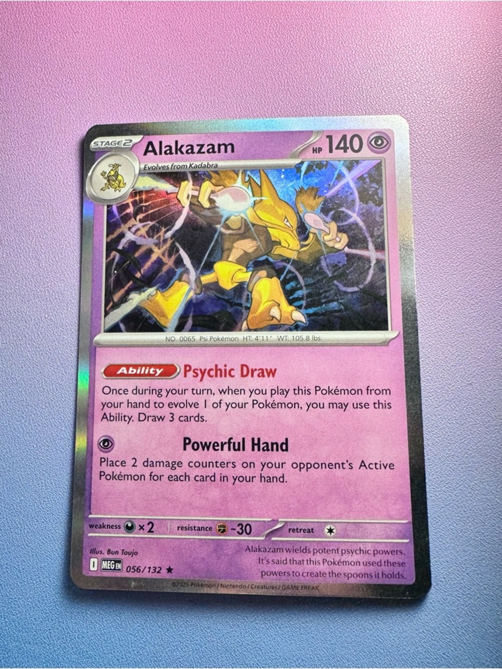 alakazam (056/132) - holo rare — pokémon: mega evolutions
